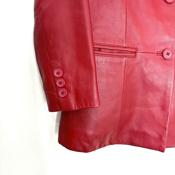 Vintage Preston&York Red Lamb Leather Blazer - Picture 7 of 8